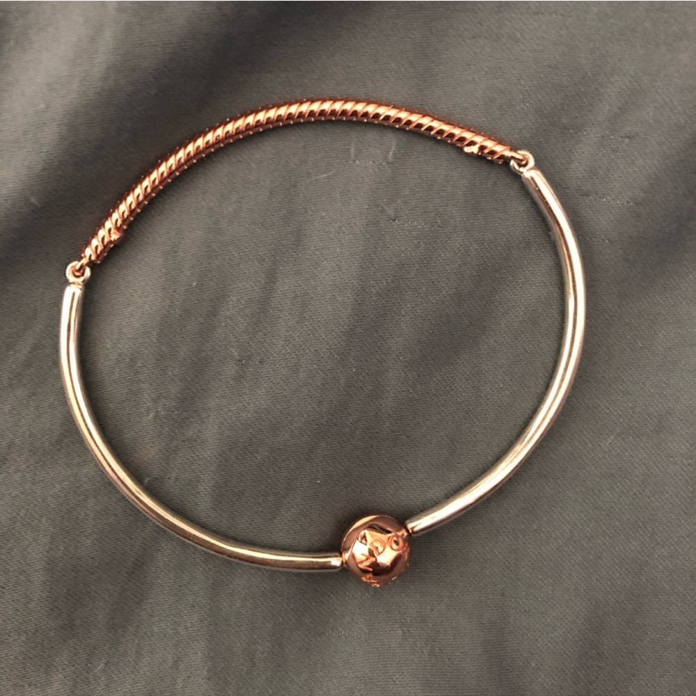Pandora Moments Two-Tone Snake Chain Bangle Bracelet.